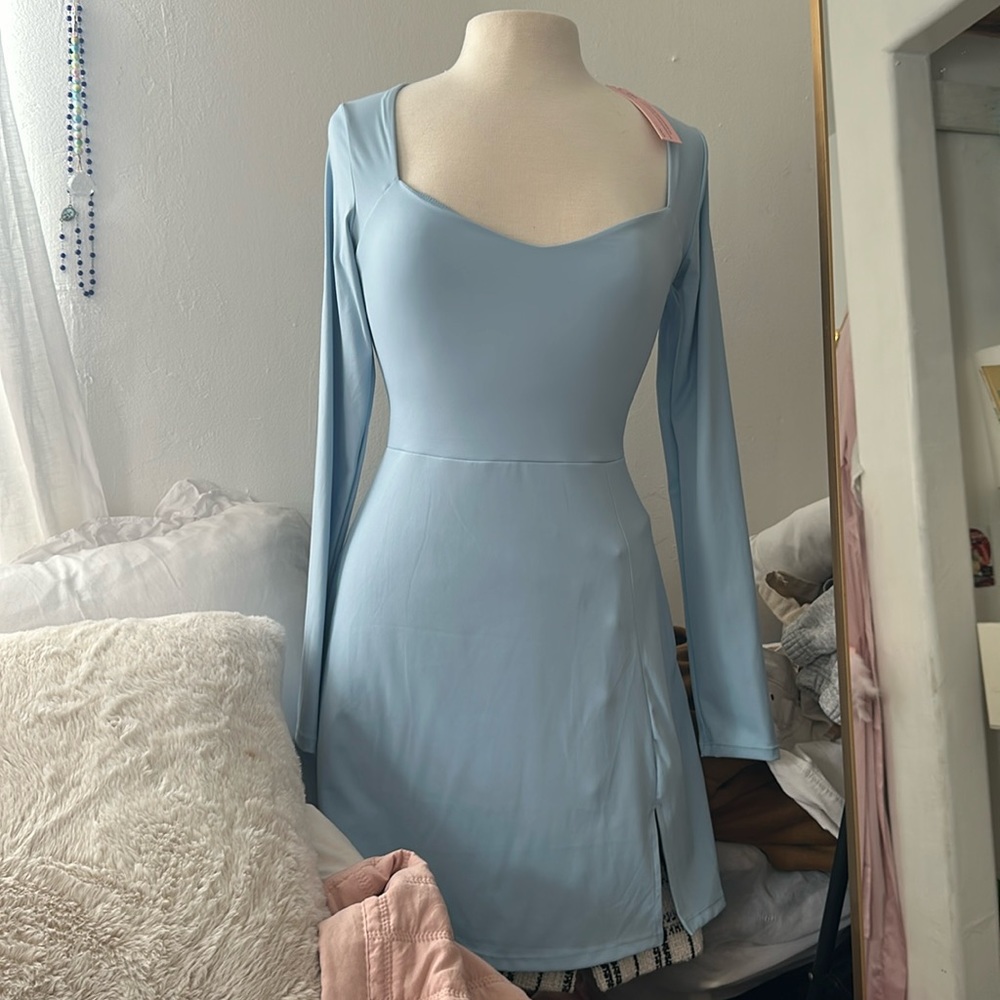 Light blue dress size large like new gym like material
